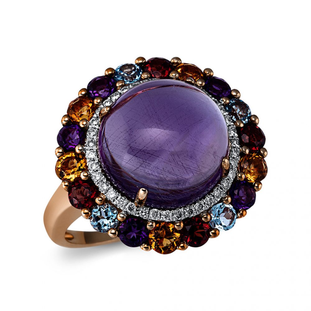 Redgold / Whitegold Amethyst Ring