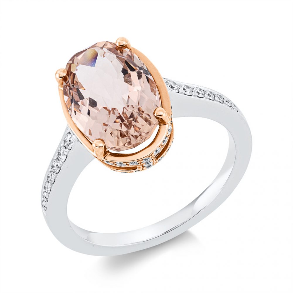 Whitegold / Rose gold Morganite Ring