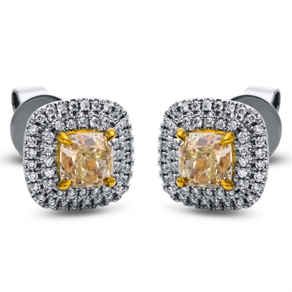 Whitegold / Yellowgold Diamond Earrings