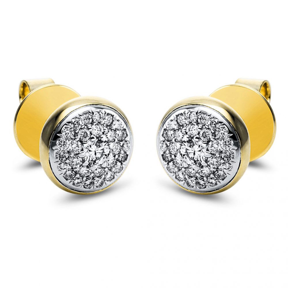 Yellowgold / Whitegold Diamond Earrings