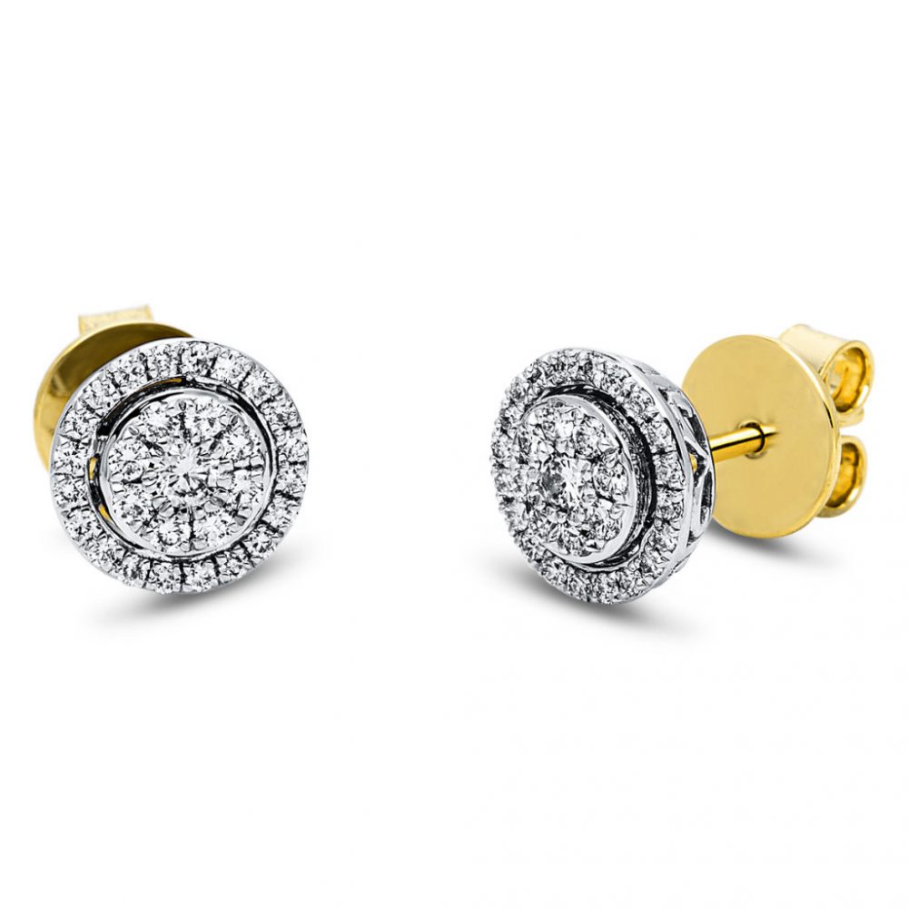 Yellowgold / Whitegold Diamond Earrings