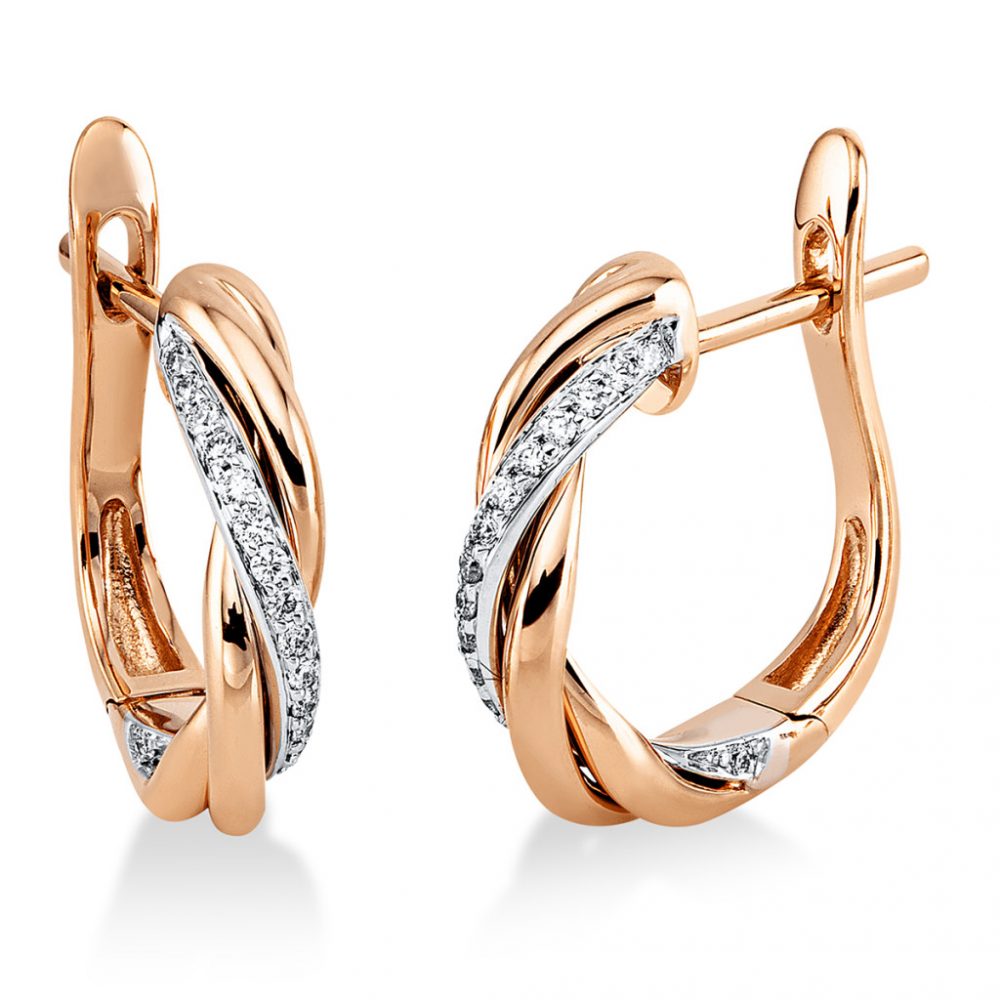 Redgold / Whitegold Diamond Earrings