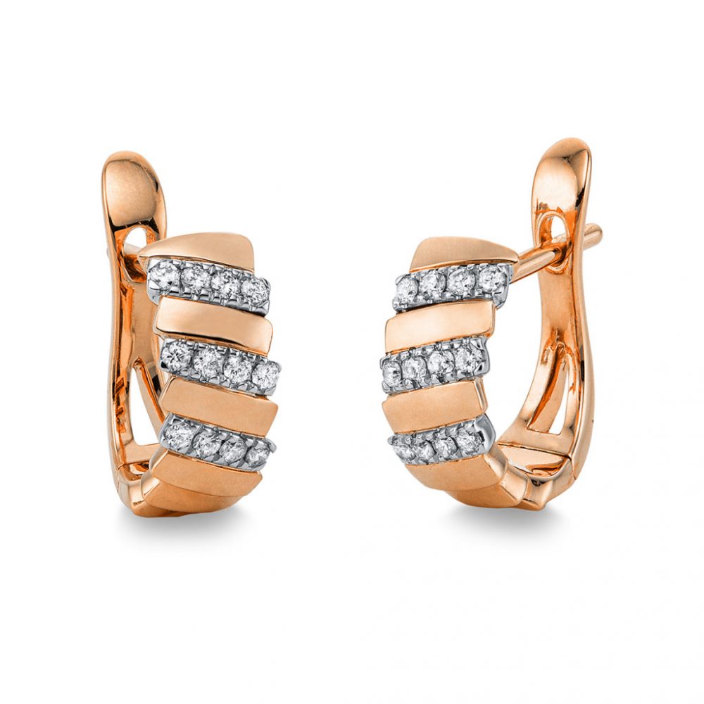 Redgold / Whitegold Diamond Earrings