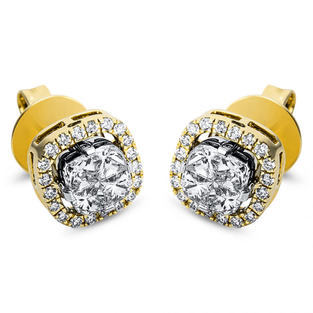 Yellowgold / Whitegold Diamond Earrings