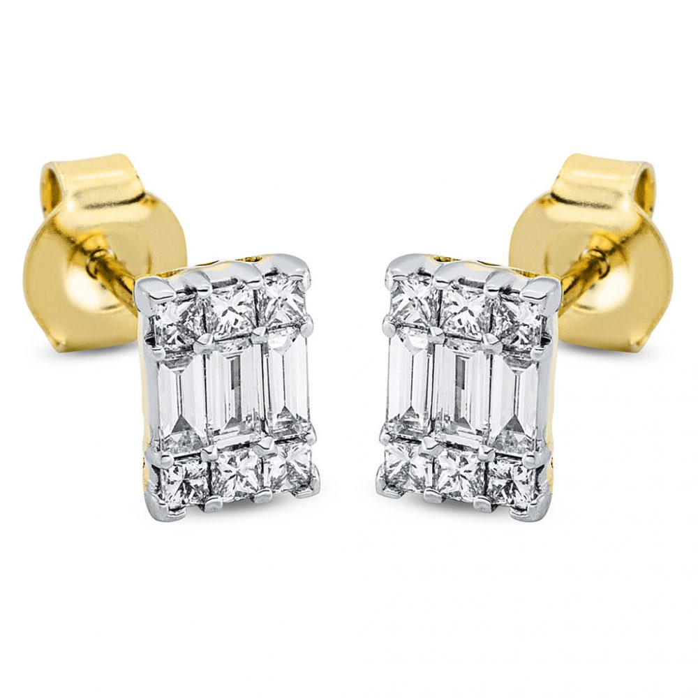 Yellowgold / Whitegold Diamond Earrings