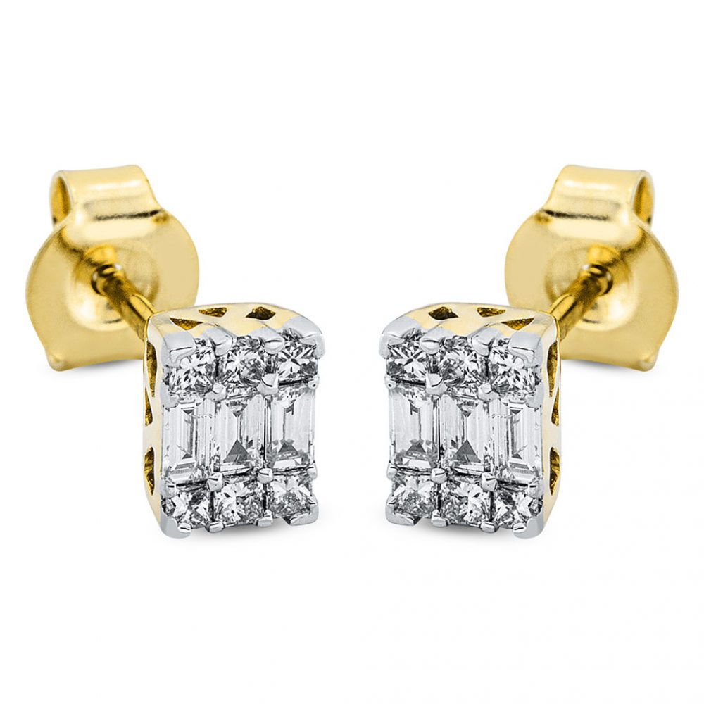 Yellowgold / Whitegold Diamond Earrings