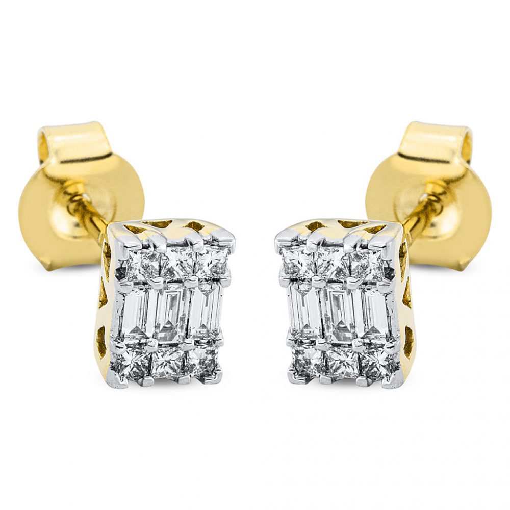 Yellowgold / Whitegold Diamond Earrings