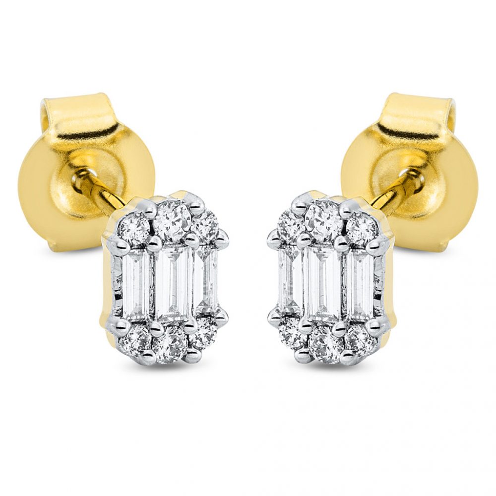 Yellowgold / Whitegold Diamond Earrings