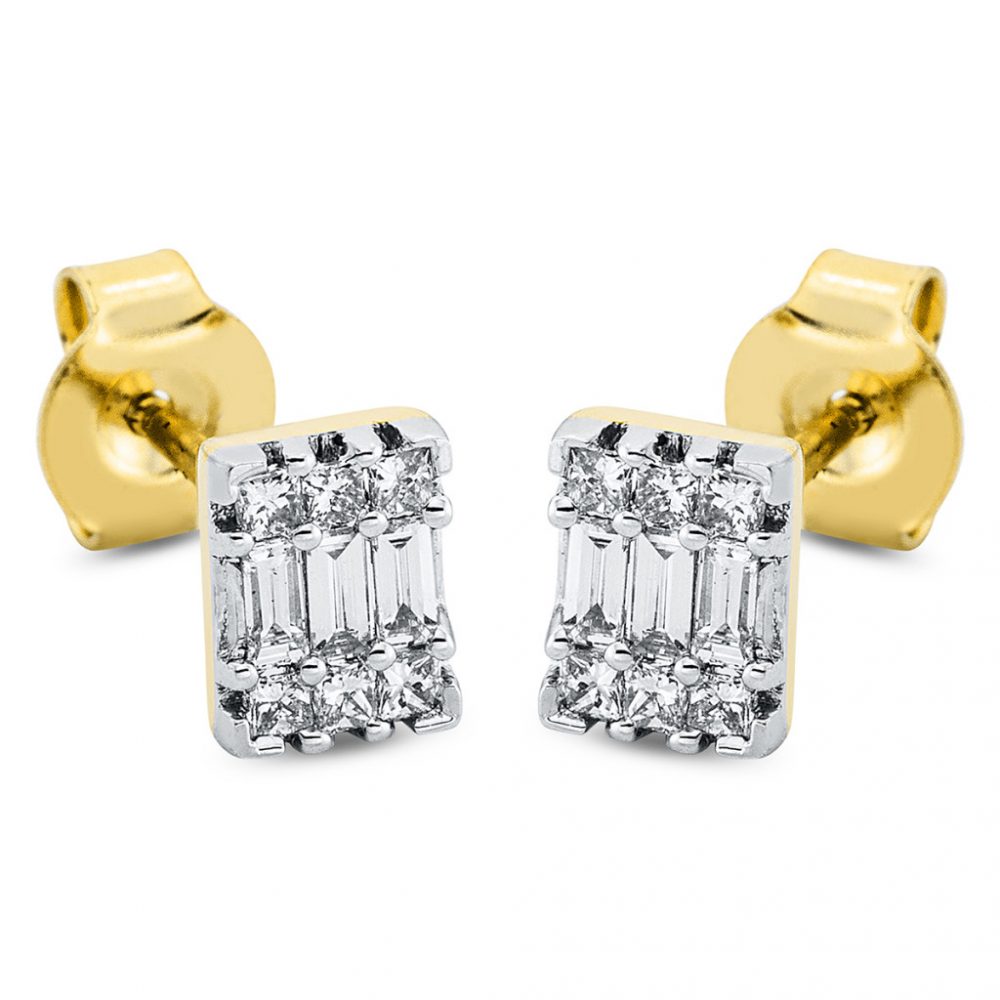 Yellowgold / Whitegold Diamond Earrings