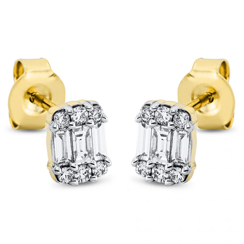 Yellowgold / Whitegold Diamond Earrings