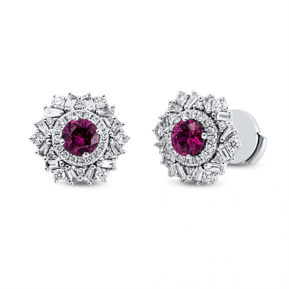 Whitegold Ruby Earrings