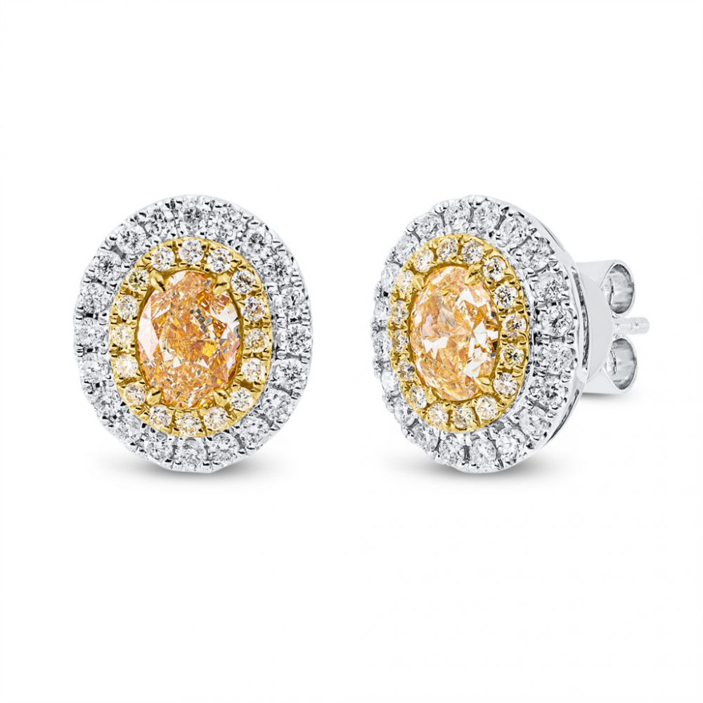 Whitegold / Yellowgold Diamond Earrings