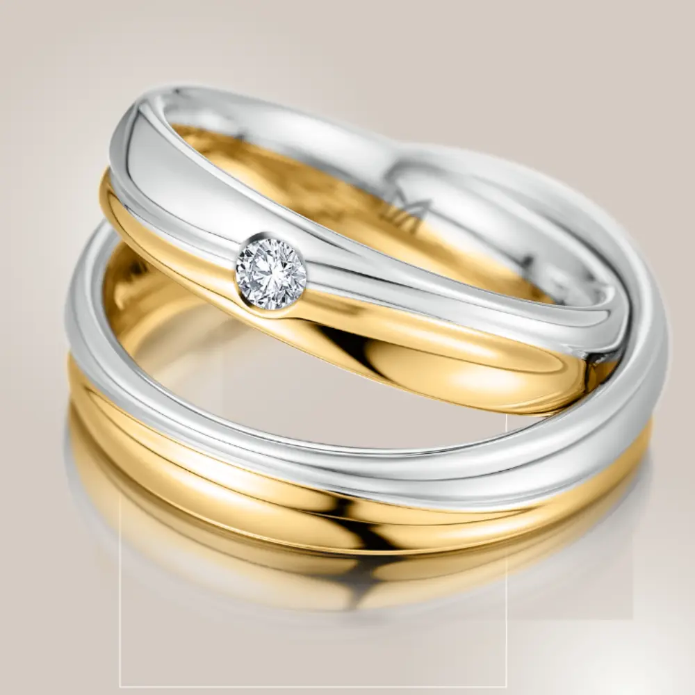 Two tones, one story: customized wedding bands by Meister