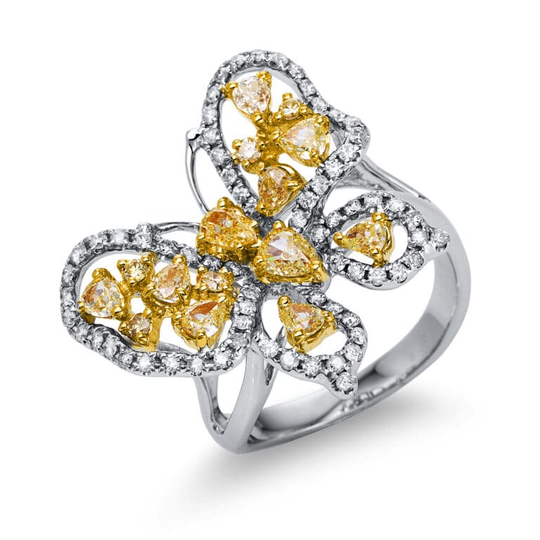 14 kt fehérarany / sárga arany több köves gyűrű 84 gyémánttal 1S899WG454-1