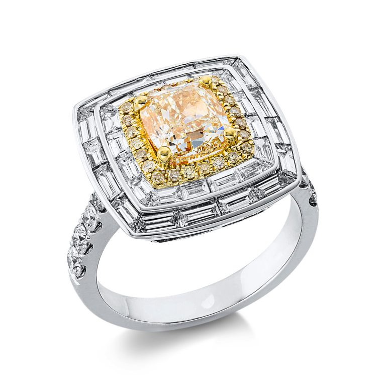 18 kt fehérarany / sárga arany több köves gyűrű 65 gyémánttal 1AF14WG854-1