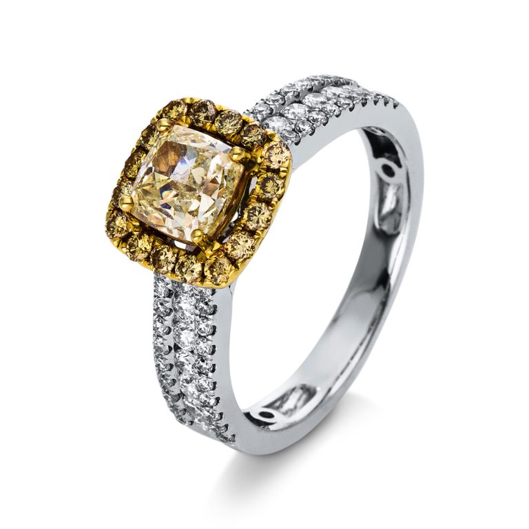 18 kt fehérarany / sárga arany több köves gyűrű 71 gyémánttal 1R768WG853-1